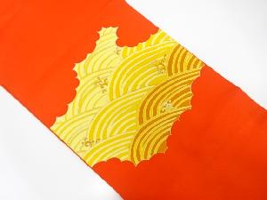 塩瀬荒波模様刺繍名古屋帯